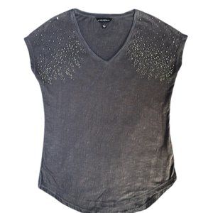 Rock & Republic Gray Studded Short Sleeve Tee